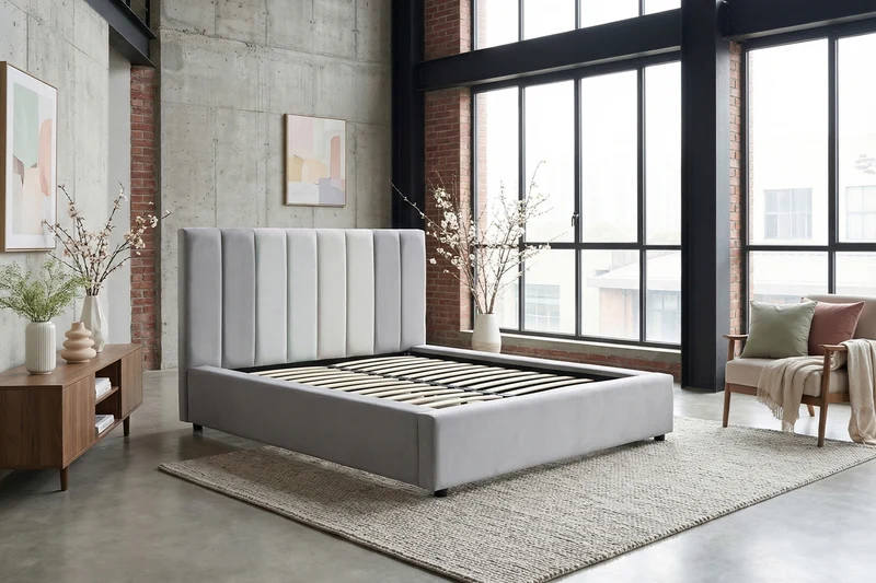 KAWOLA Bett CATTURA Polsterbett Velvet grau