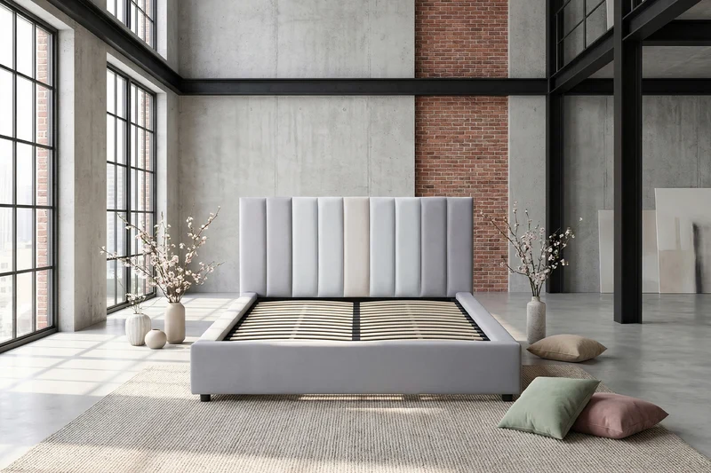 KAWOLA Bett CATTURA Polsterbett Velvet grau