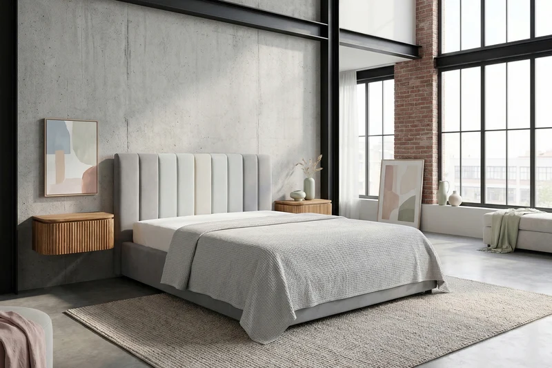 KAWOLA Bett CATTURA Polsterbett Velvet grau