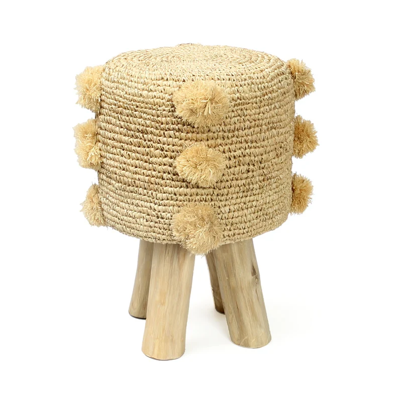 DER RAFFIA POM POM Hocker