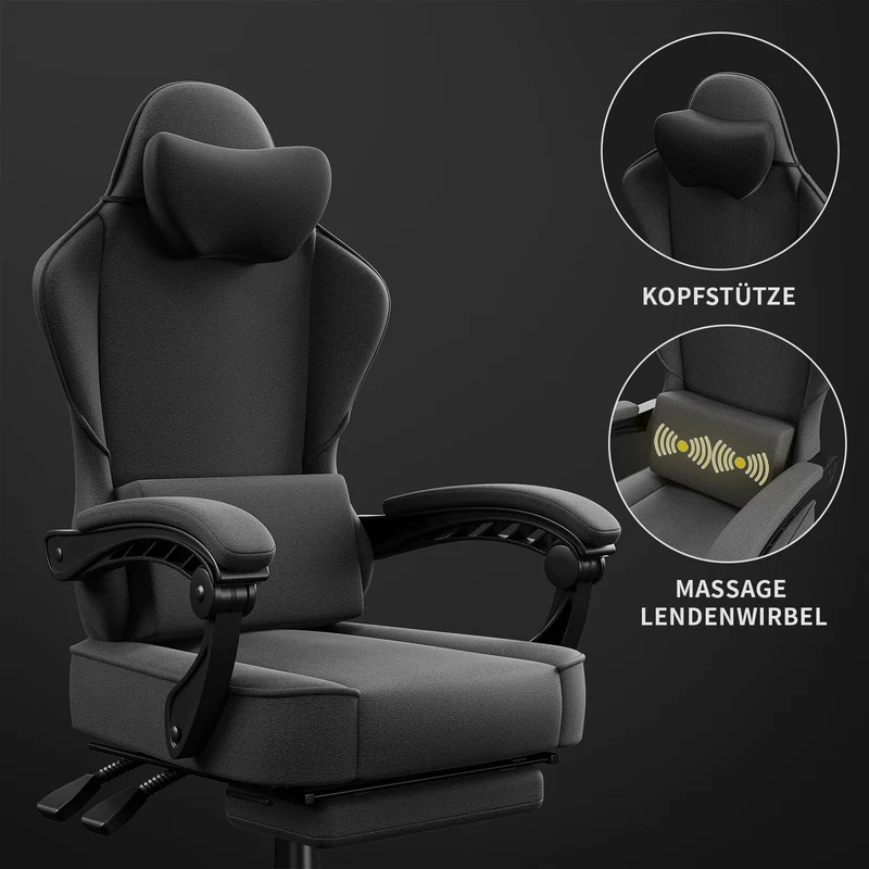 Ergonomischer Gaming Stuhl mit Massage Lendenkissen