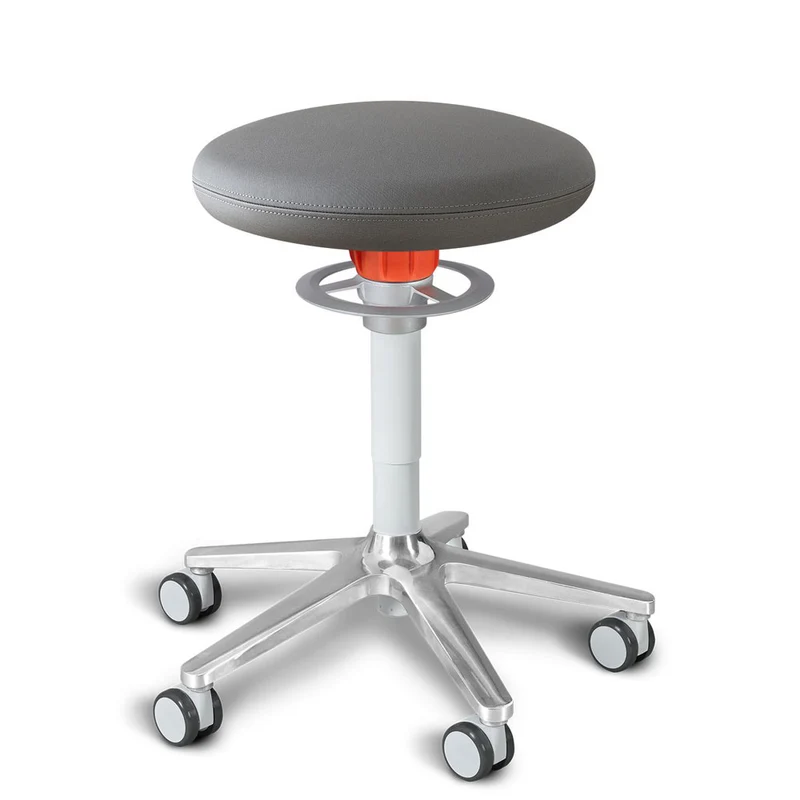 KÖHL ONGO Roll | Kunstleder | Weiß Alu | ergonomischer Sitzhocker | Arbeitshocker