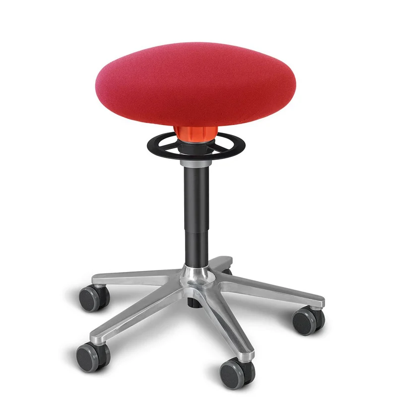KÖHL ONGO Roll | Stoff | Schwarz Alu | ergonomischer Sitzhocker | Arbeitshocker