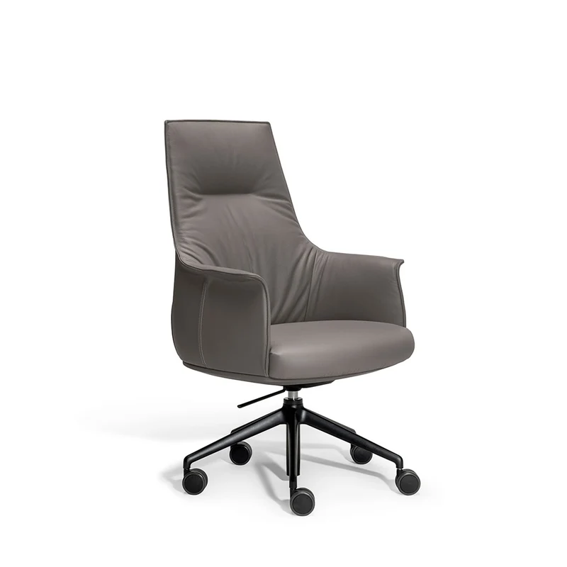 Leather Office Chair with Wheels ARCHIBALD TASK by Jean-Marie Massaud for Poltrona Frau