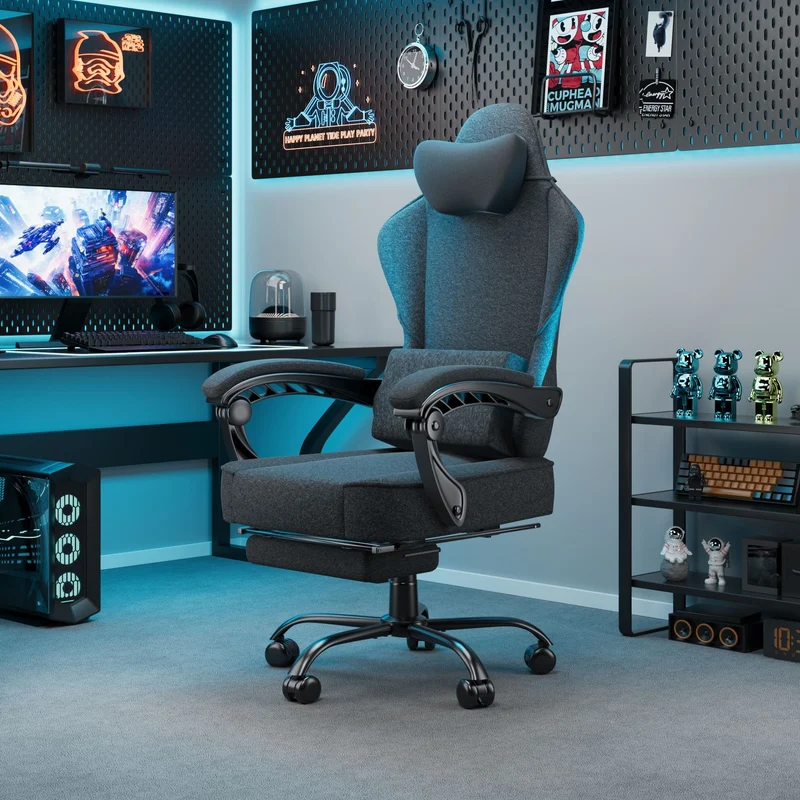 Bürostuhl mit Massage Lendenkissen, Ergonomischer Gaming Stuhl