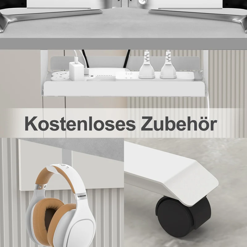 S2 Elektrisch höhenverstellbarer Schreibtisch mit Steckdosenleiste und kabellosem Laden