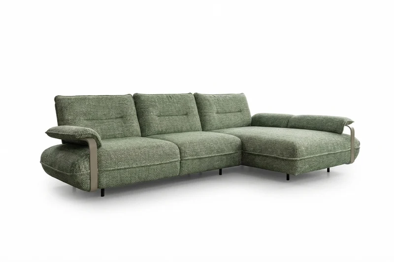 KAWOLA Ecksofa ANISSA Stoff grün manuelle Rückenverstellung