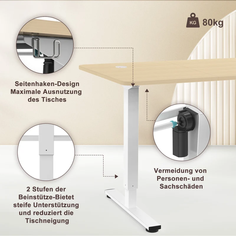 Elektrisch Höhenverstellbarer Schreibtisch 140X60 cm