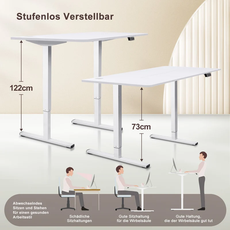 Elektrisch Höhenverstellbarer Schreibtisch 120X60 cm