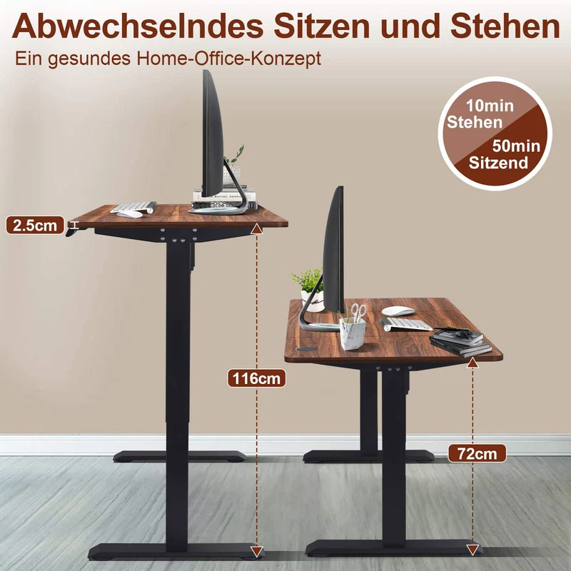Elektrisch Höhenverstellbarer Schreibtisch 160X80 cm