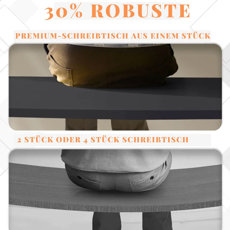 Premium Elektrisch höhenverstellbarer Schreibtisch mit In-einem-Stück gefertigt Tischplatten