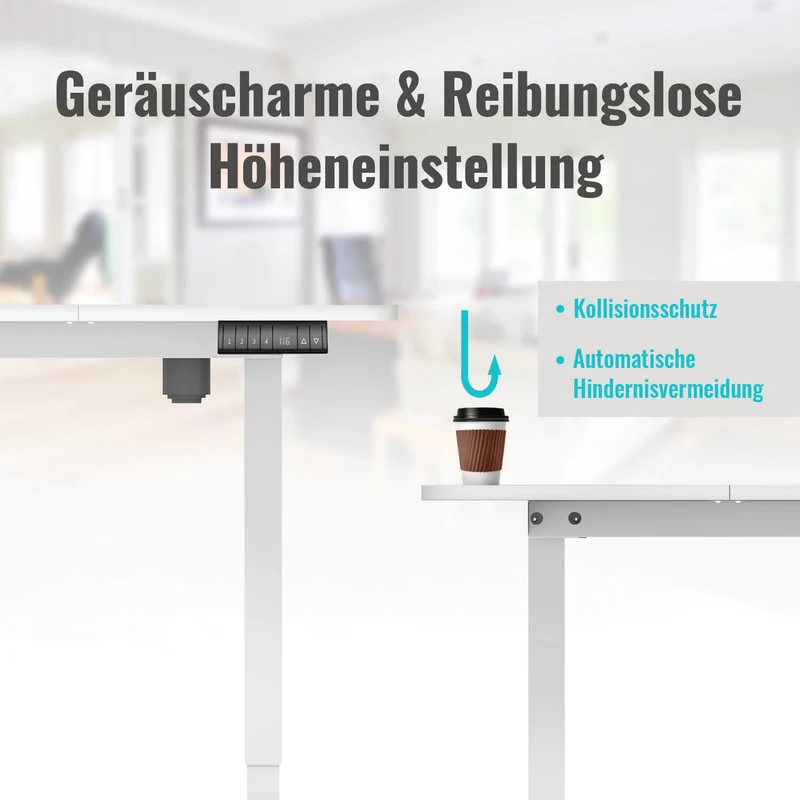 Elektrisch Höhenverstellbarer Schreibtisch mit Rädern 140X70 cm