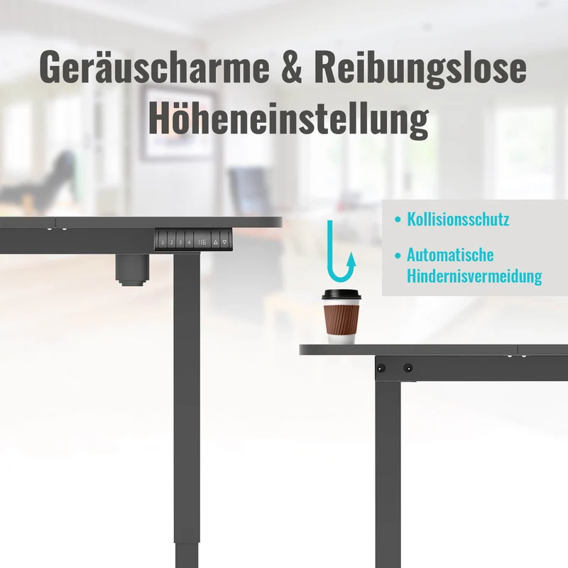 Elektrisch Höhenverstellbarer Schreibtisch mit Rädern 140X70 cm