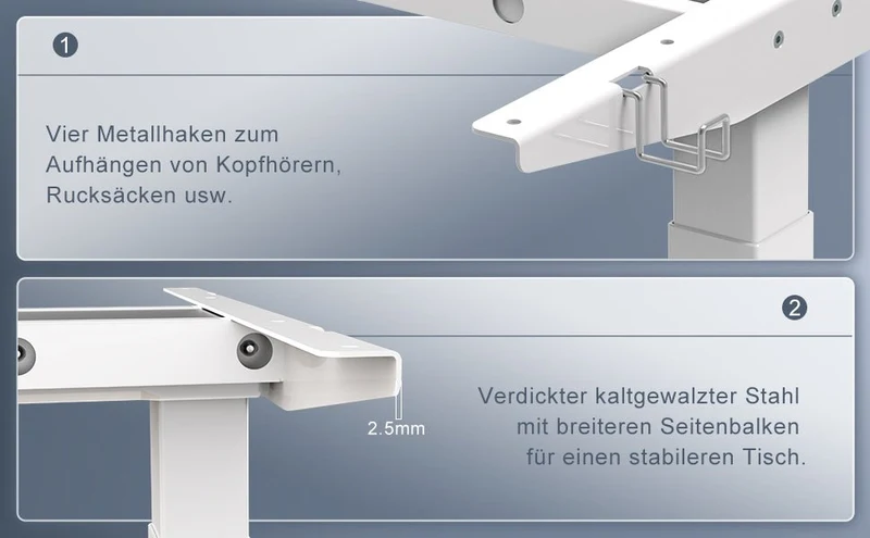 Doppelmotor Höhenverstellbares Tischgestell bis zu 120 kg