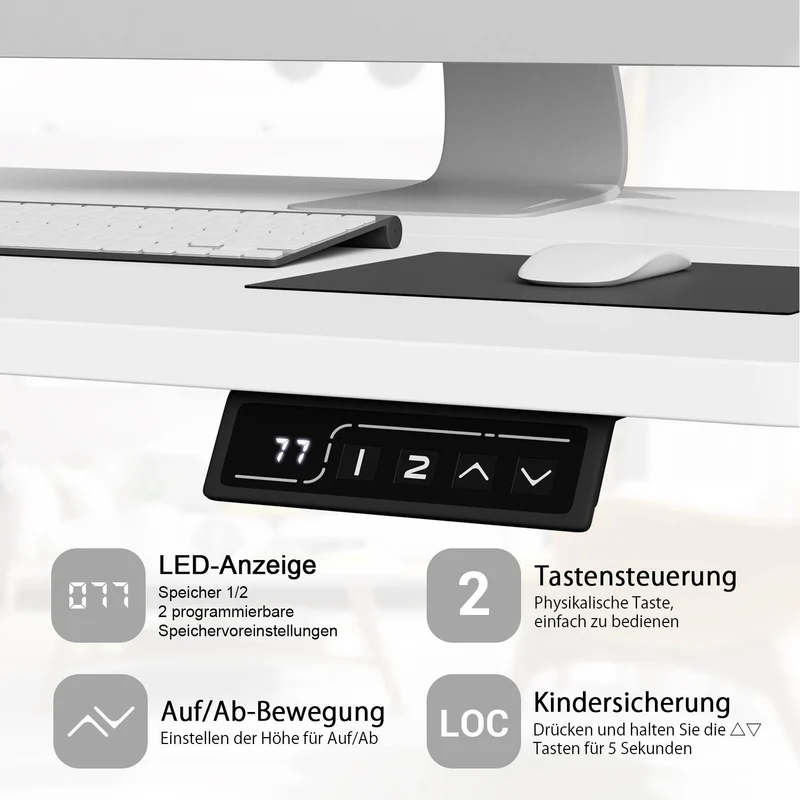 Elektrisch Höhenverstellbarer Schreibtisch 140X60 cm