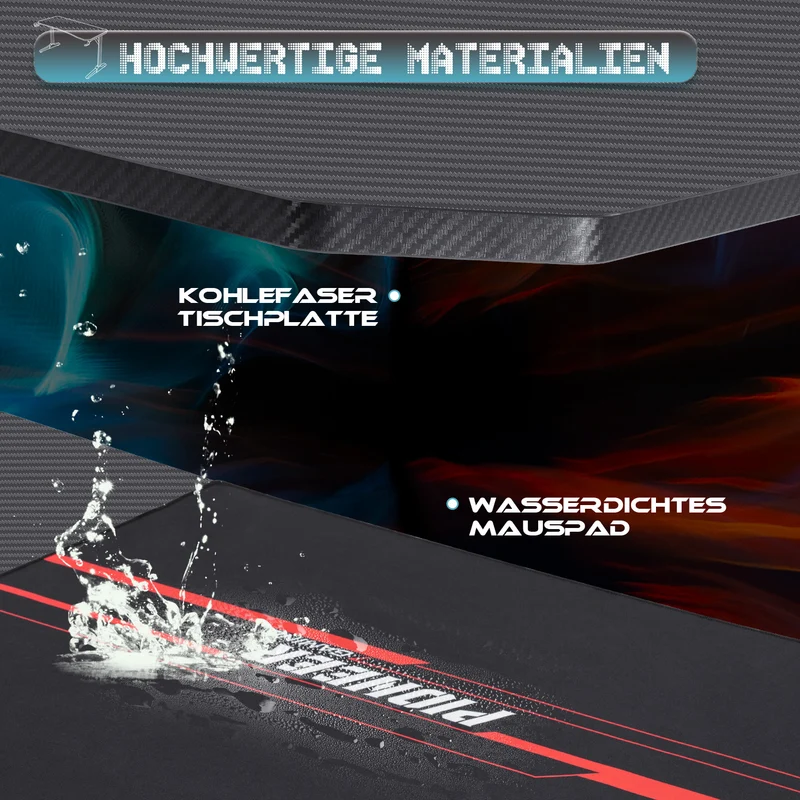 Gaming Tisch mit Getränkehalter 140/160/180 cm
