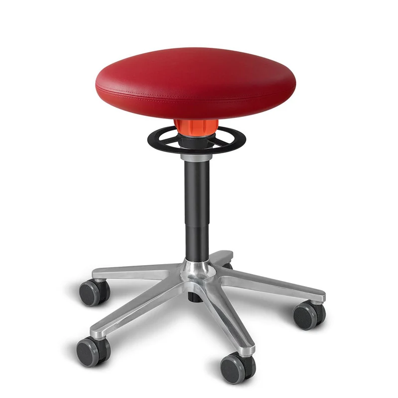 KÖHL ONGO Roll | Kunstleder | Schwarz Alu | ergonomischer Sitzhocker | Arbeitshocker