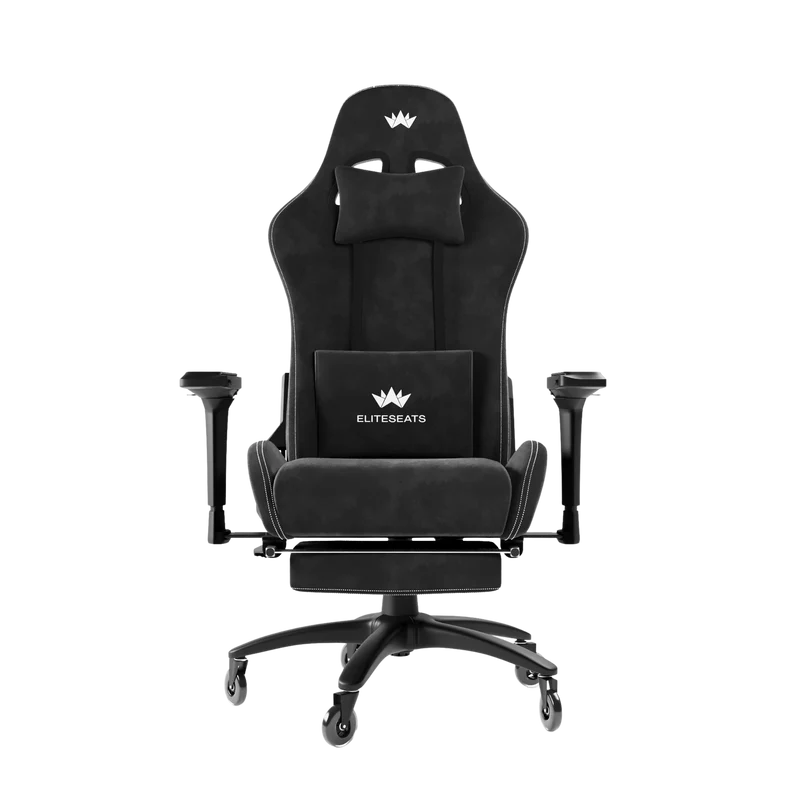 Ergonomischer Gamingstuhl mit Mikrofaser-Velour, 4D Armlehnen & Fußstütze
