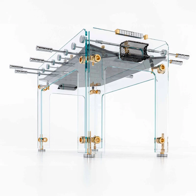 Glass Foosball Table CRISTALLINO GOLD by Adriano Design for Teckell - Limited Edition