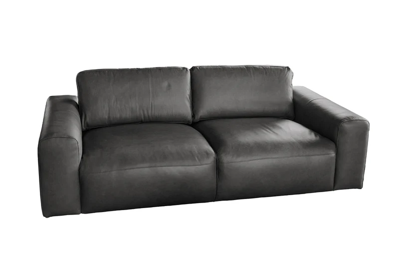 KAWOLA Sofa BODHI 3-Sitzer Leder schwarz