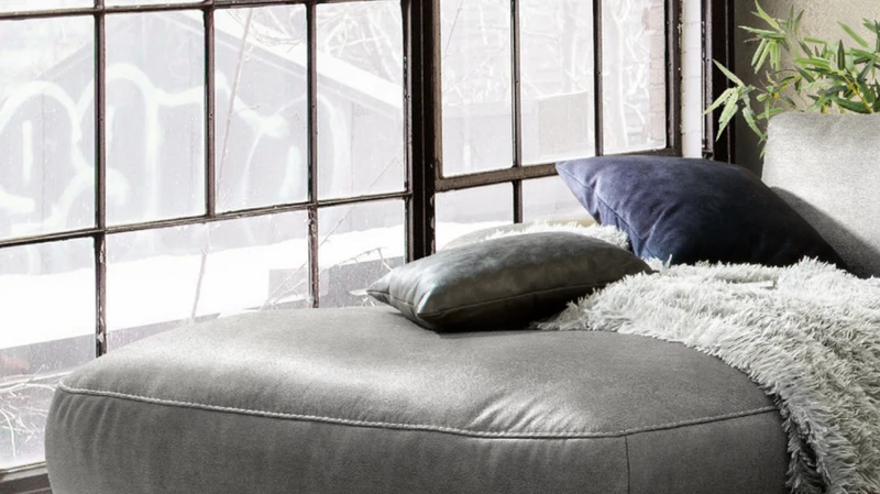 KAWOLA Sofa LOLA Ecksofa Stoff grau mit motorischer Relaxfunktion