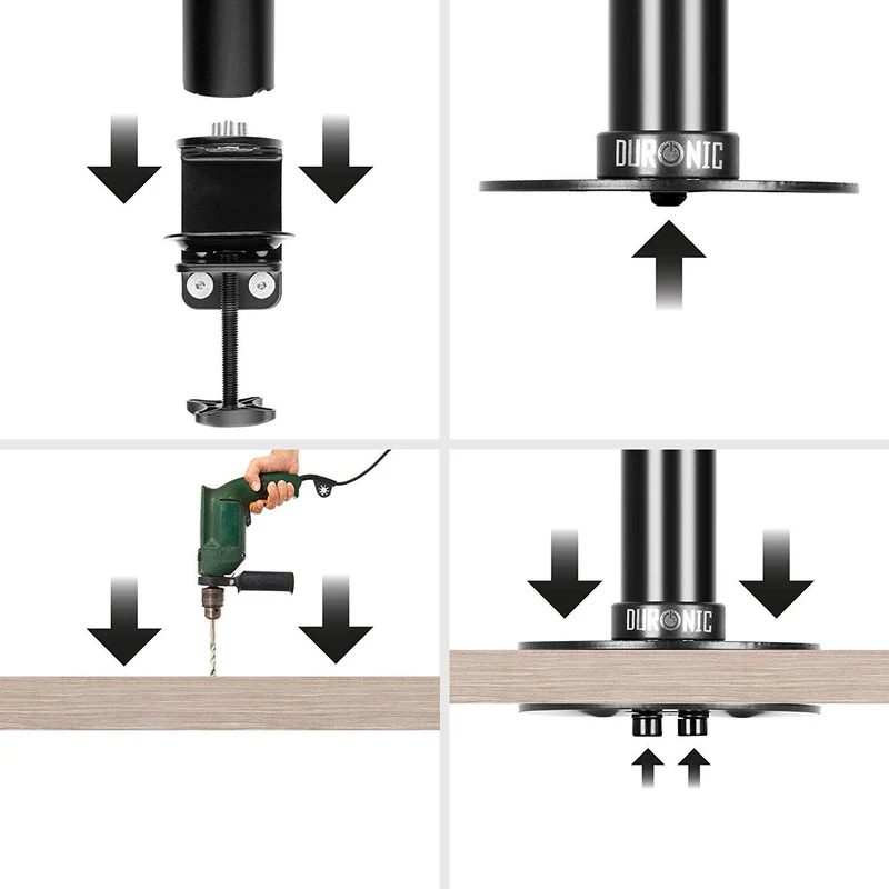 Duronic DM-GR-01 BK Grommet | Befestigungsplatte für Monitorhalterungen | Verbindungsstück für Montage durch Tischplatte | Zubehör für Duronic Monitorarme der Serien DM15, DM25, DM35, DM45 und DM75