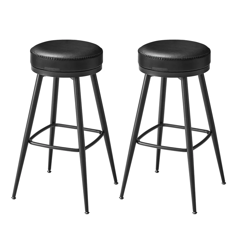 Barhocker 2er Set 65 cm hoch tintenschwarz