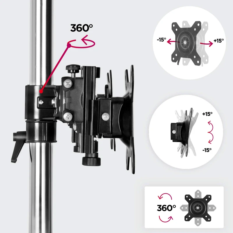 Duronic DM756 Monitorhalterung | Monitorständer für 6 Monitore bis 24 Zoll | VESA 75/100 | Belastbarkeit 5kg | Höhenverstellbar | Vertikal und horizontal Neigbar (-)15° | Drehbar 360° | 30° Winkel