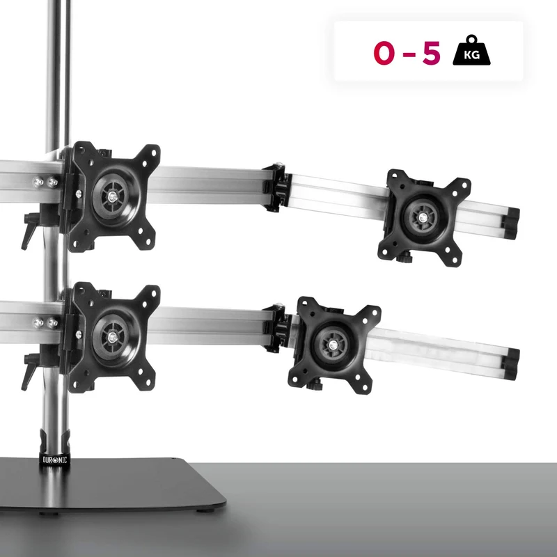 Duronic DM756 Monitorhalterung | Monitorständer für 6 Monitore bis 24 Zoll | VESA 75/100 | Belastbarkeit 5kg | Höhenverstellbar | Vertikal und horizontal Neigbar (-)15° | Drehbar 360° | 30° Winkel