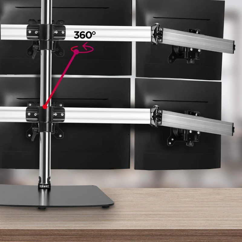 Duronic DM756 Monitorhalterung | Monitorständer für 6 Monitore bis 24 Zoll | VESA 75/100 | Belastbarkeit 5kg | Höhenverstellbar | Vertikal und horizontal Neigbar (-)15° | Drehbar 360° | 30° Winkel