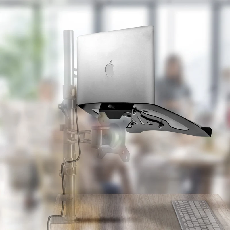 Duronic DML1 BK Laptophalterung | Fläche 32x24,2cm | Belastbarkeit 8kg | Laptopständer für Minitorhalter | VESA Standard | Kompatibel mit Duronic Monitorständer | Antirutsch Pads | Vertikale Montage