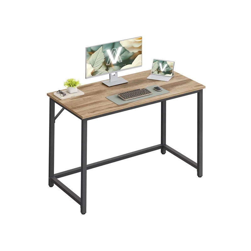 schmaler Bürotisch mit Metallgestell