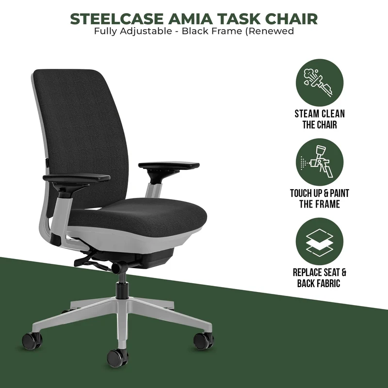 Steelcase Amia Task Chair (Platinum Frame) Fully Renewed