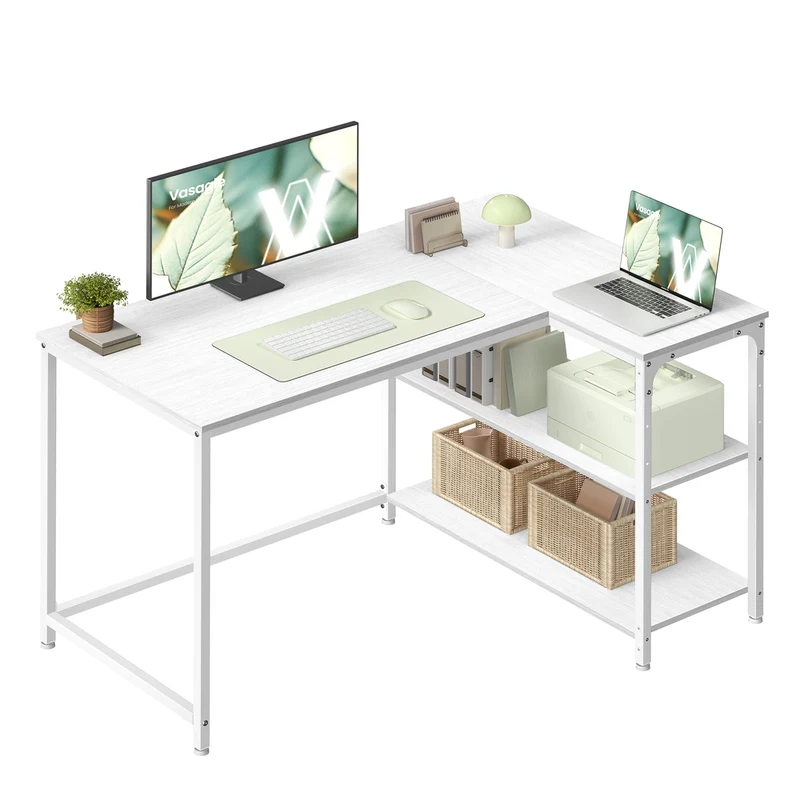 Eckschreibtisch in L Form mit Stauraum für Homeoffice