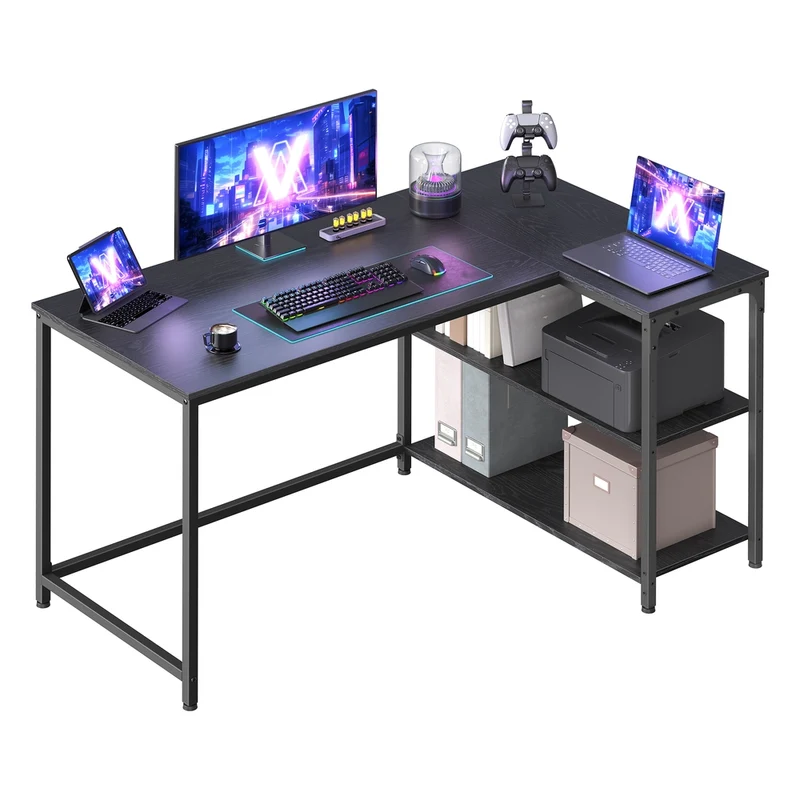 Eckschreibtisch in L Form mit Stauraum für Homeoffice