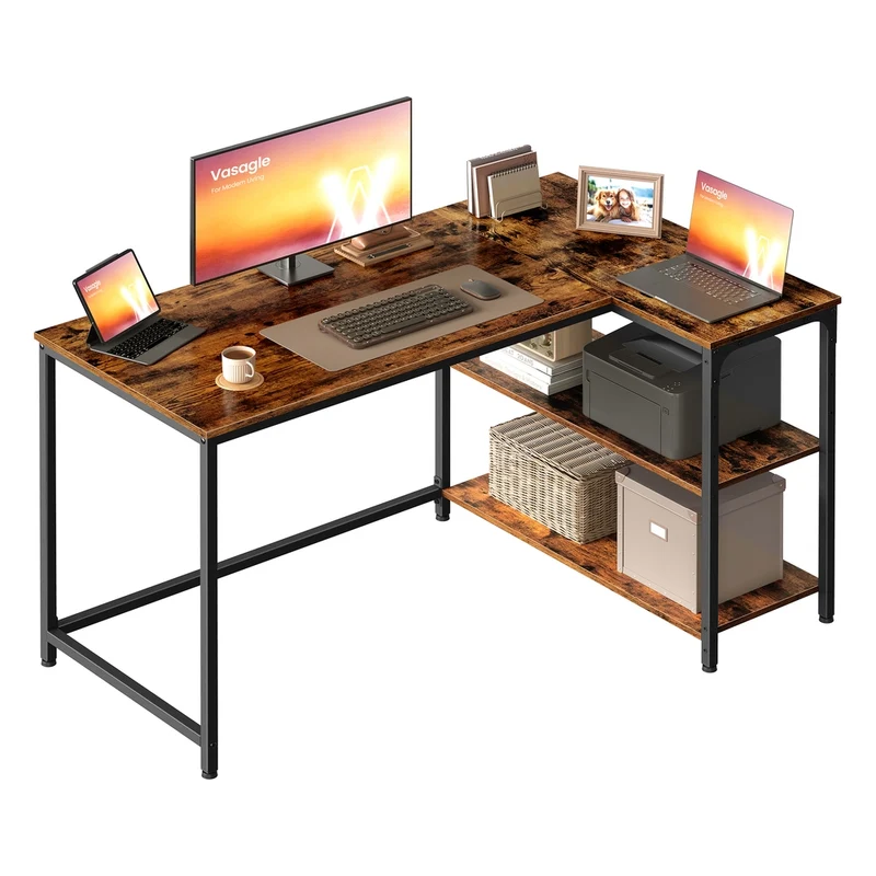 Eckschreibtisch in L Form mit Stauraum für Homeoffice