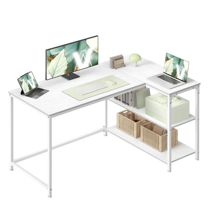 Eckschreibtisch in L Form mit Stauraum für Homeoffice