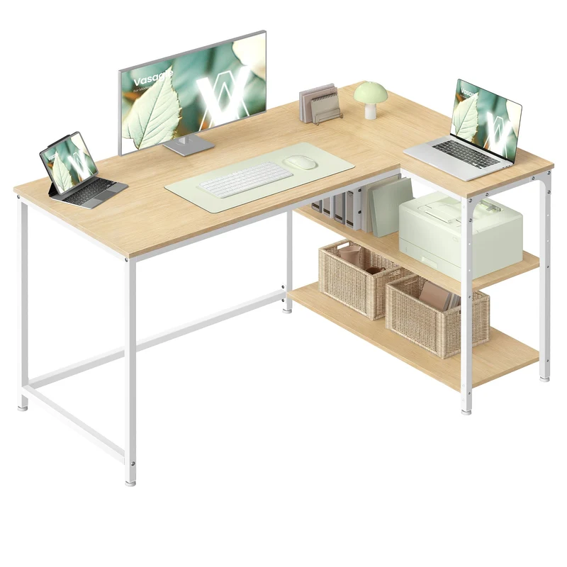 Eckschreibtisch in L Form mit Stauraum für Homeoffice