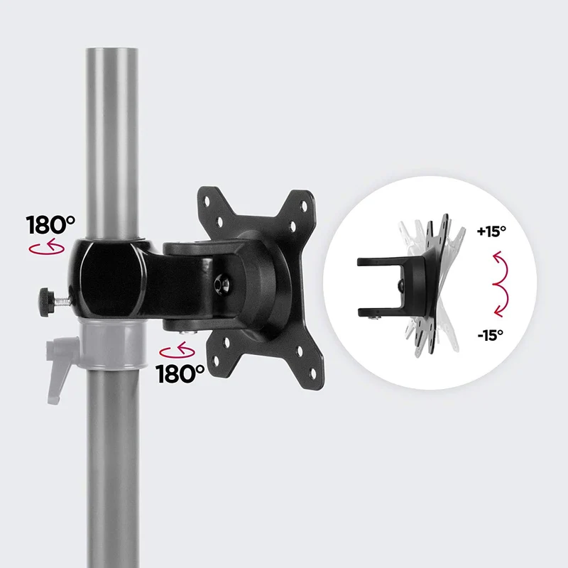 Duronic DM35 Head | VESA 75/100 Platte zur Befestigung eines Monitors | Monitore bis 27 Zoll | Drehbar um 360° | (-) 15° Neigungswinkel | Ø 32 mm | Zubehör für Monitorhalterung | Halterung für Display