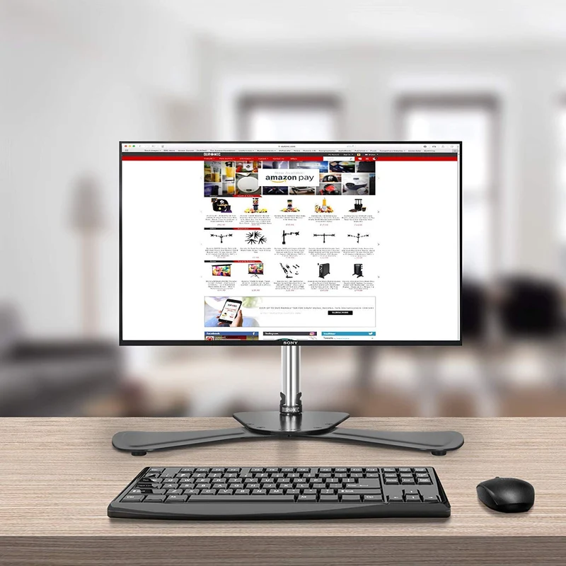 Duronic DM751 Monitorhalterung | Stahl-Standfuß für Monitor bis 24 Zoll | Für Bildschirm bis 8 kg geeignet | Neigungswinkel (-) 15° | LCD OLED Display um 360° drehbar | Höhenverstellbar
