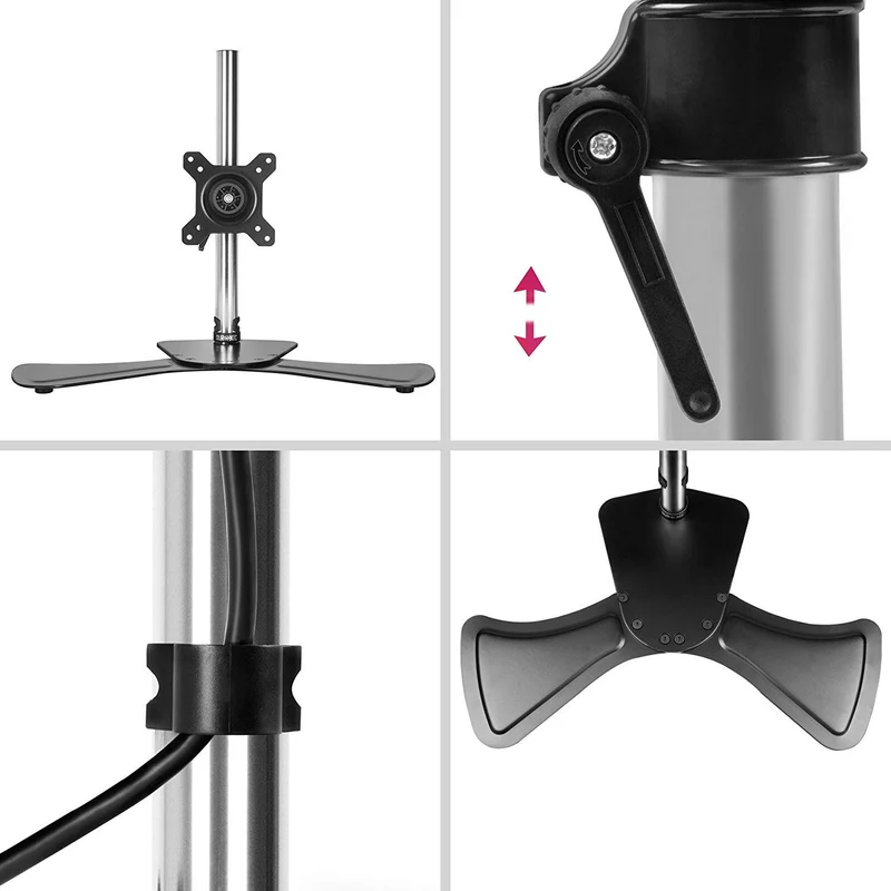 Duronic DM751 Monitorhalterung | Stahl-Standfuß für Monitor bis 24 Zoll | Für Bildschirm bis 8 kg geeignet | Neigungswinkel (-) 15° | LCD OLED Display um 360° drehbar | Höhenverstellbar