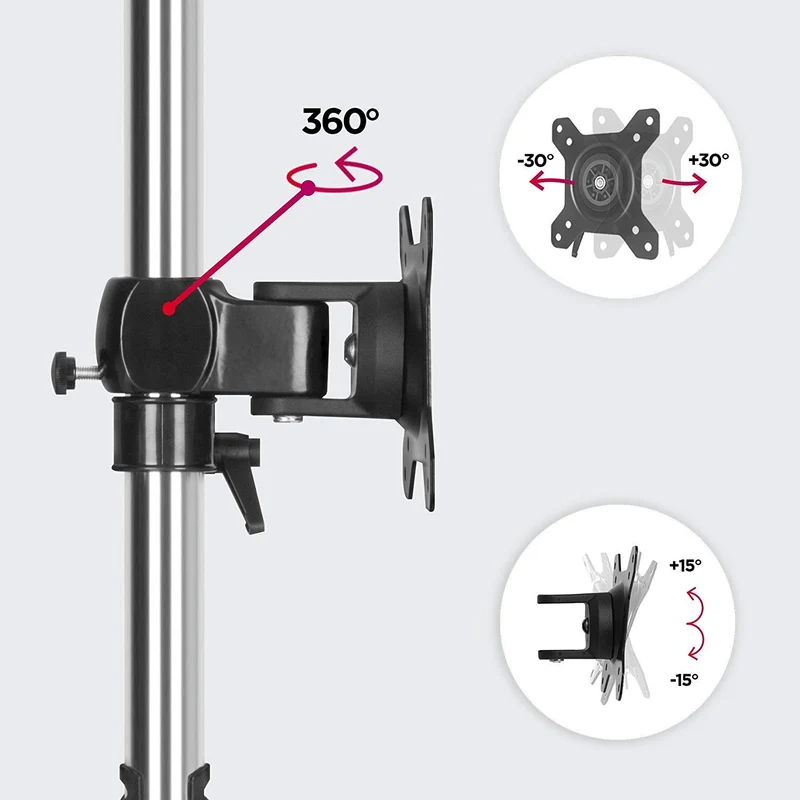 Duronic DM751 Monitorhalterung | Stahl-Standfuß für Monitor bis 24 Zoll | Für Bildschirm bis 8 kg geeignet | Neigungswinkel (-) 15° | LCD OLED Display um 360° drehbar | Höhenverstellbar