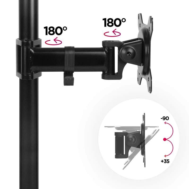 Duronic DM251X2 Monitor-Halterung 1 Monitor für 13-27 Zoll Flach & Curved Bildschirm-Halterung 8kg, Monitor Tischhalterung Höhenverstellbar Neigbar Schwenkbar Drehbar, Vesa halterung, Monitor-Arm