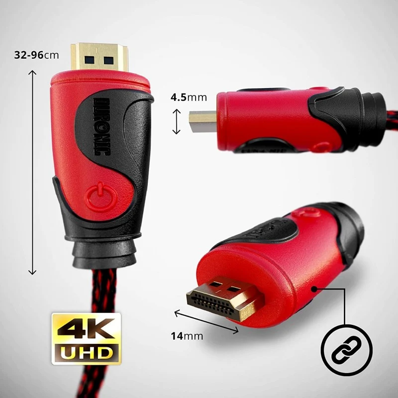 Duronic HDC03 HDMI-Kabel 1,5m | 24k Goldkontakte | High-Speed HDMI V2.0 für Ultra-HD 2160p 4K Auflösung, 3D und Ethernet | Für PS5 und VR