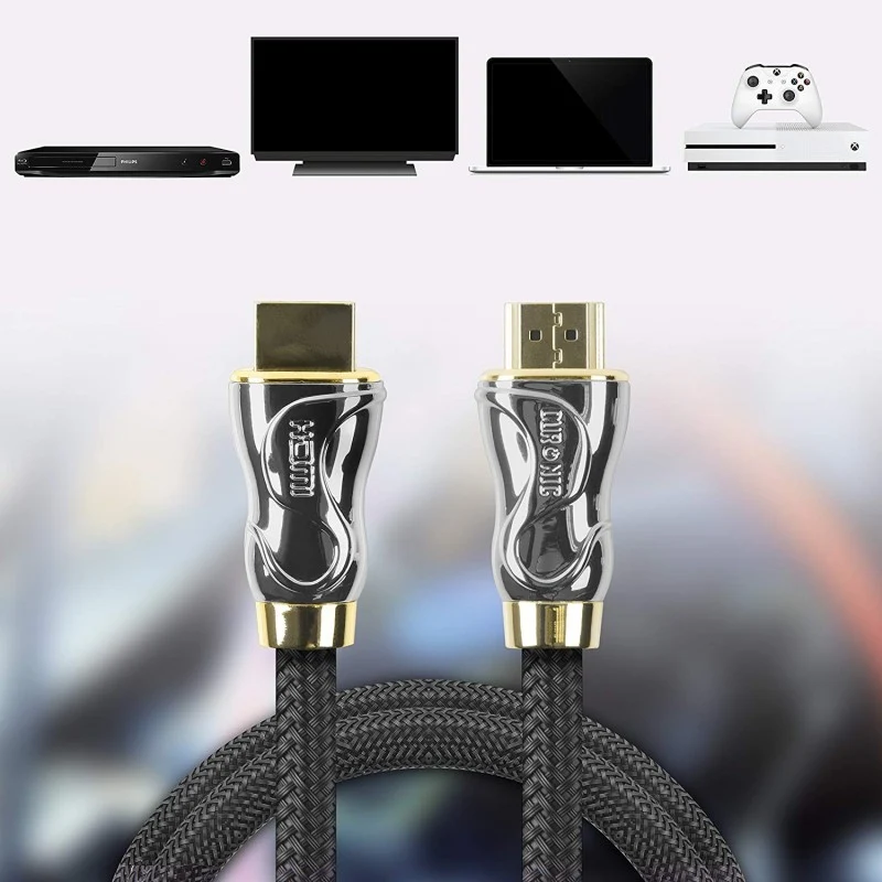 Duronic HDC04 HDMI-Kabel 2m - 24k Goldkontakte - High-Speed HDMI V2.0 für Ultra-HD 2160p 4K Auflösung - Für PS5 und VR
