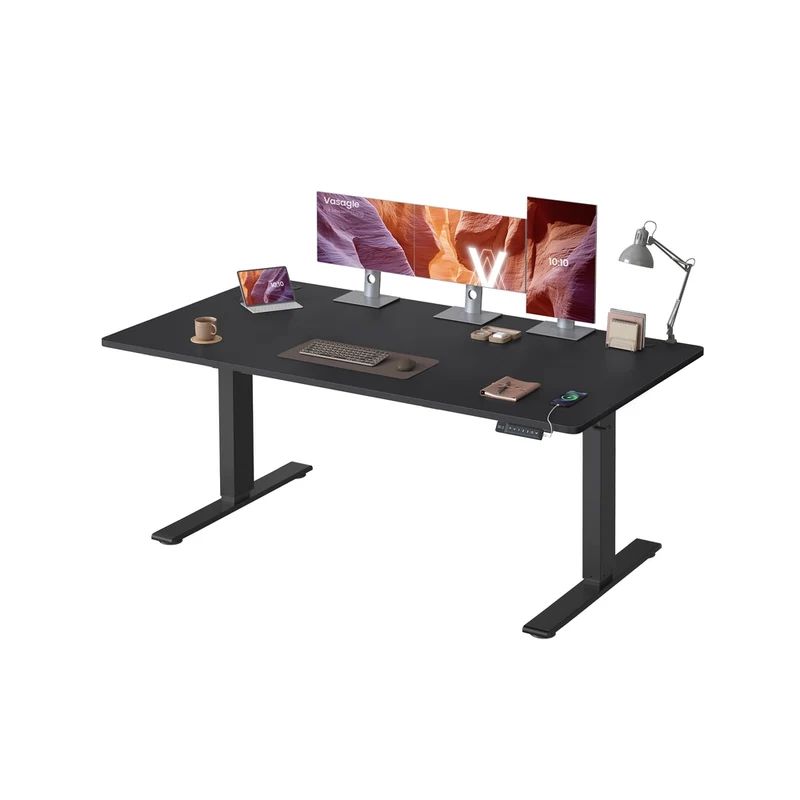 Höhenverstellbarer Schreibtisch mit USB Anschluss und Speicherfunktion