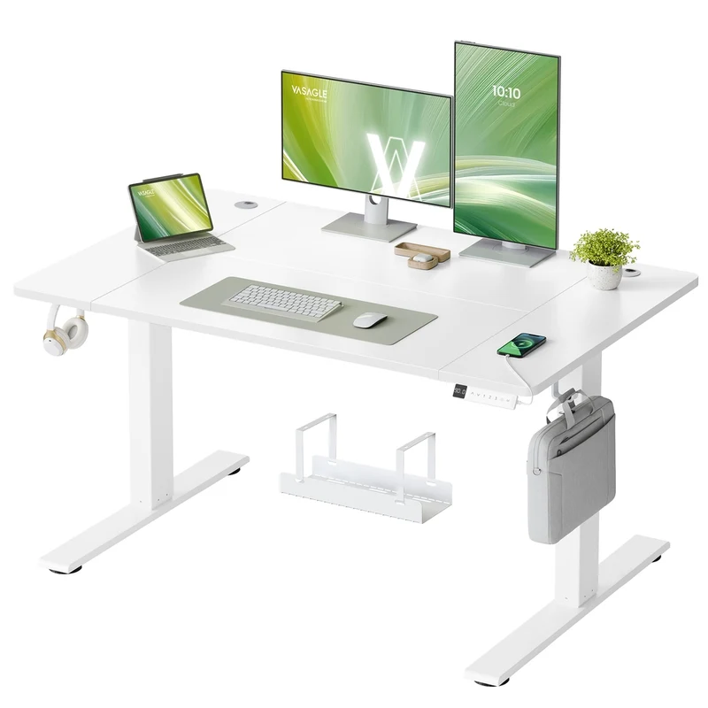 Höhenverstellbarer Schreibtisch mit USB Anschluss und Speicherfunktion