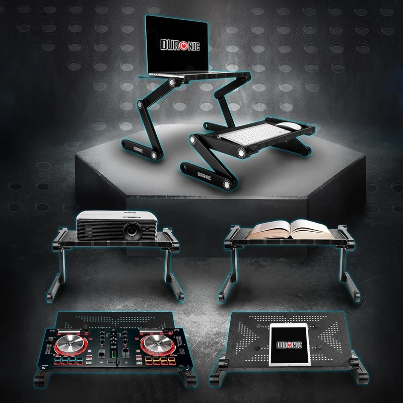 Duronic DML121 Lapdesk | Klappbarer Laptoptisch 39 x 27cm | Höhenverstellbar bis 46cm | Laptopständer für die Couch | Schreibtischaufsatz für Steharbeitsplatz im Home Office | Belastbarkeit 10kg