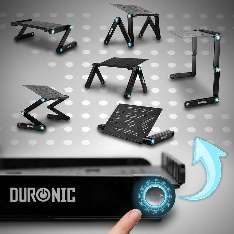 Duronic DML121 Lapdesk | Klappbarer Laptoptisch 39 x 27cm | Höhenverstellbar bis 46cm | Laptopständer für die Couch | Schreibtischaufsatz für Steharbeitsplatz im Home Office | Belastbarkeit 10kg