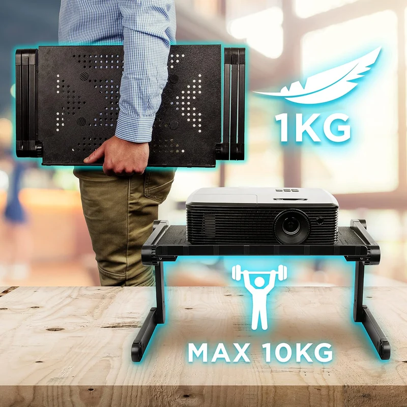 Duronic DML121 Lapdesk | Klappbarer Laptoptisch 39 x 27cm | Höhenverstellbar bis 46cm | Laptopständer für die Couch | Schreibtischaufsatz für Steharbeitsplatz im Home Office | Belastbarkeit 10kg